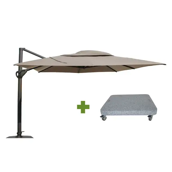 4 Seasons Outdoor Hacienda Anthracite Frame Taupe met Parasolvoet, 4 Seasons Outdoor, Tuinmeubels