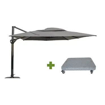 4 Seasons Outdoor Hacienda Antraciet/Charcoal met Parasolvoet, 4 Seasons Outdoor, Tuinmeubels