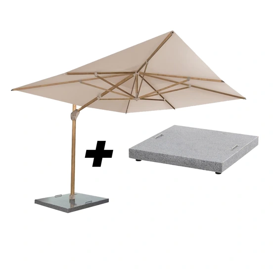 4 Seasons Outdoor Hacienda Wood Look Sand met Parasolvoet, 4 Seasons Outdoor, Tuinmeubels