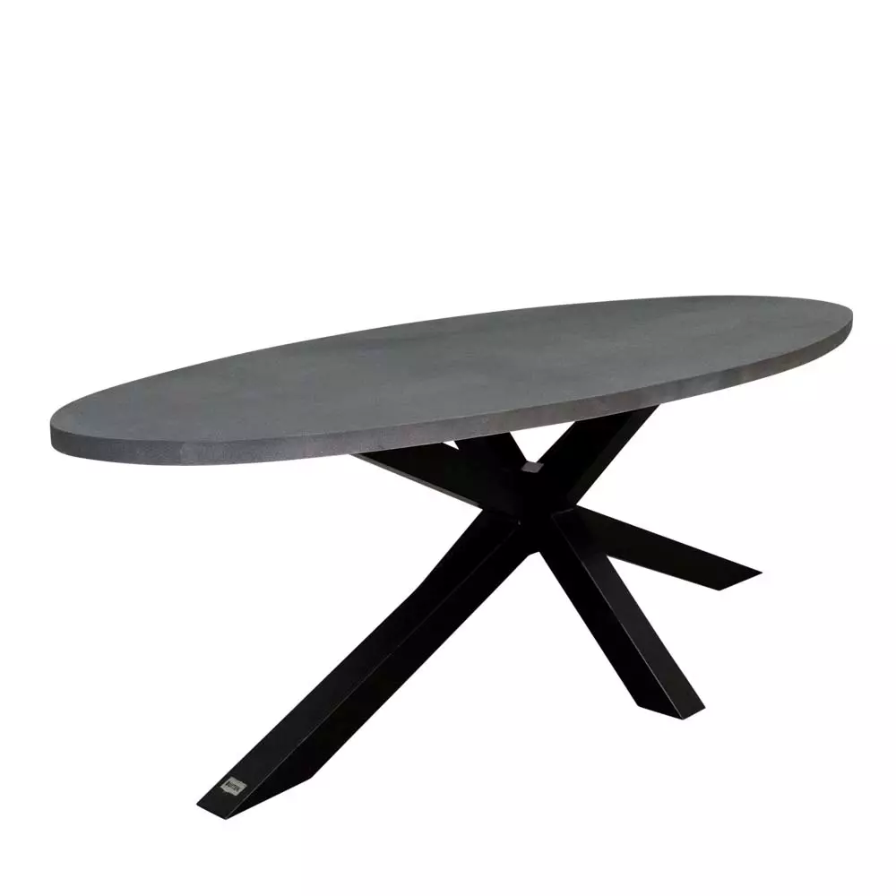 Brumby ovale tafel 240 x 115cm met metalen onderstel zwart