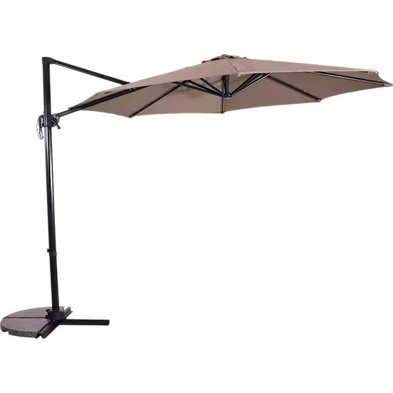 Grote Zweefparasol Libra Taupe 2,5x2,5m Compleet - Parasol, Lesli Living, Tuinmeubels