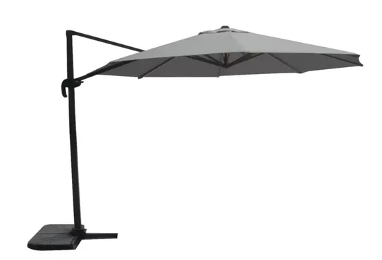 Grote Zweefparasol Virgo Antraciet 3,5M met Kruisvoet en Parasolvoettegels - Parasol, Lesli Living, Tuinmeubels