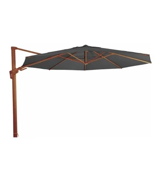 Grote Zweefparasol VirgoFlex Houtlook Grijs 3,5m met Kruisvoet en Tegels - Parasol, Lesli Living, Tuinmeubels