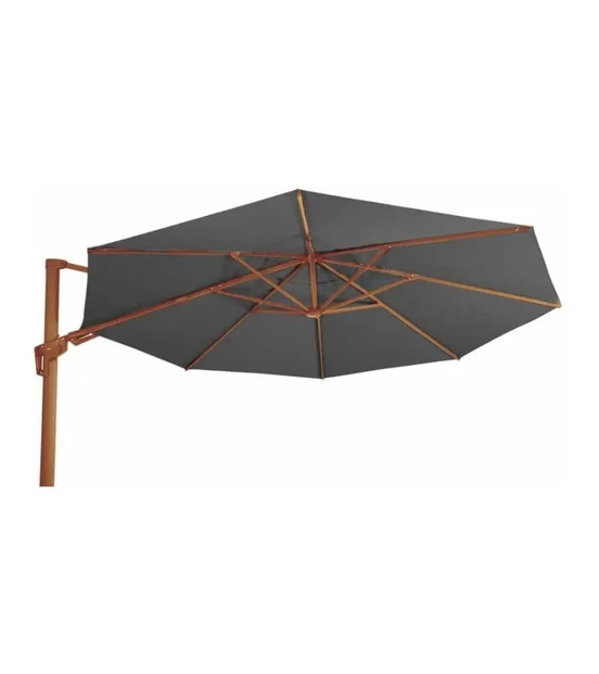 Grote Zweefparasol VirgoFlex Houtlook Grijs 3,5m met Kruisvoet en Tegels - Parasol 2, Lesli Living, Tuinmeubels