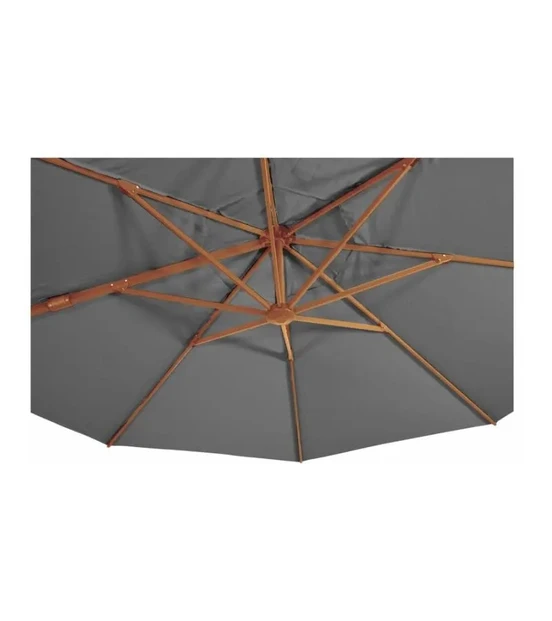 Grote Zweefparasol VirgoFlex Houtlook Grijs 3,5m met Kruisvoet en Tegels - Parasol 3, Lesli Living, Tuinmeubels