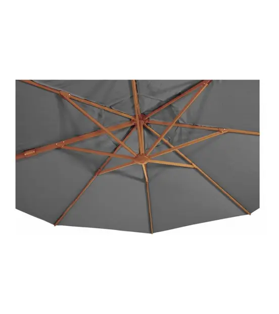 Grote Zweefparasol VirgoFlex Houtlook Grijs 3,5m met verrijdbare 90kg voet - Detail, Lesli Living, Tuinmeubels