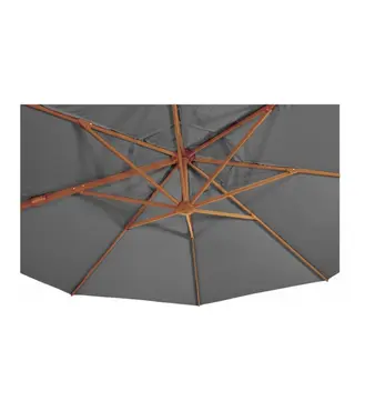 Grote Zweefparasol VirgoFlex Houtlook Grijs 3,5m met verrijdbare 90kg voet - Detail, Lesli Living, Tuinmeubels