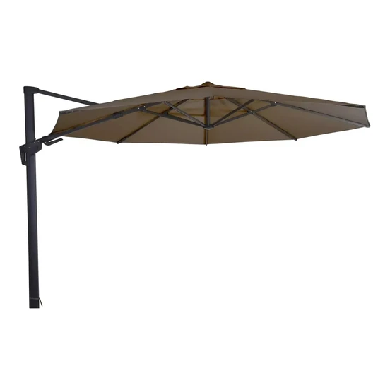 Grote Zweefparasol VirgoFlex Taupe 3,5m met Kruisvoet en Parasolvoettegels - Parasol, Lesli Living, Tuinmeubels