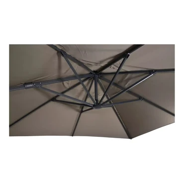 Grote Zweefparasol VirgoFlex Taupe 3x3m met Kruisvoet en Parasolvoettegels - Parasol 3, Lesli Living, Tuinmeubels