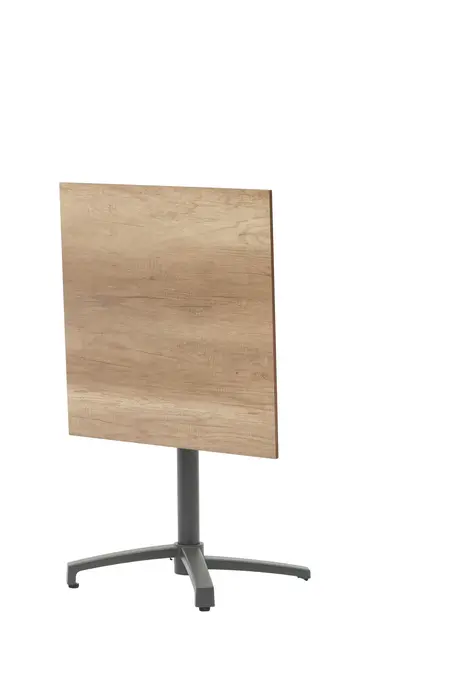 Julia HPL bistro table 70x70cm woodcolor omhoog voorkant, SenS-Line, tuinmeubels.nl