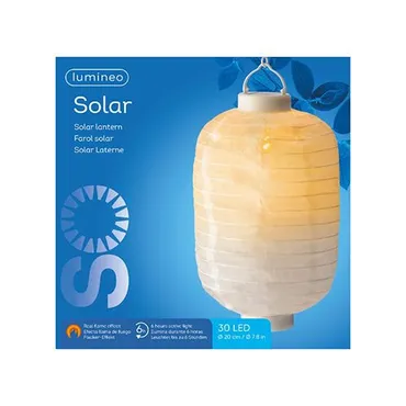 Led Solar Lantaarn Nylon (Ø20, H30) Wit - Verpakking, Lumineo, tuinmeubels