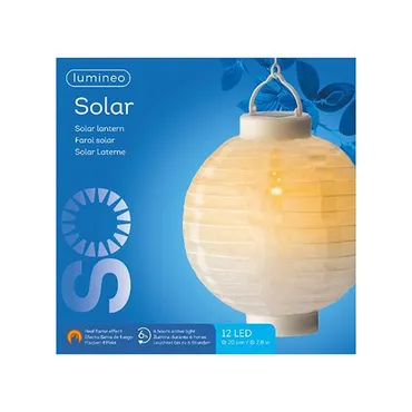 Solar lantaarn nylon d20h23 wit verpakking, Lumineo, tuinmeubels