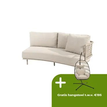 Loungebank Sardinia Chaise Latte 2 zits Gedeelte Links Deel Kussens 4SO Bank Buiten Tuin 4 Seasons