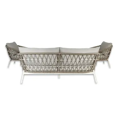 Loungeset Dakota Creme Bruin 4-delig Stoel Bank Aluminium Touw Buiten Tuinstoel Tuinbank Vita Lux - afbeelding 2