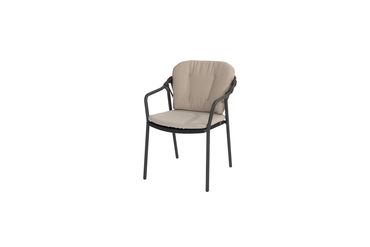 Manitoba stacking dining chair anthracite with 2 cushions voorkant, 4 Seasons Outdoor, tuinmeubels.nl