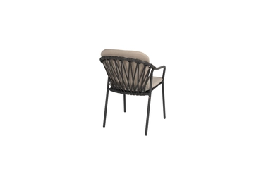 Manitoba stacking dining chair anthracite with 2 cushions achterkant, 4 Seasons Outdoor, tuinmeubels.nl