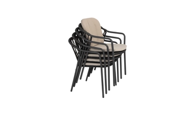 Manitoba stacking dining chair anthracite with 2 cushions gestapeld, 4 Seasons Outdoor, tuinmeubels.nl