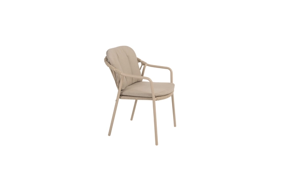 Manitoba stacking dining chair latte with 2 cushions zijkant rechts, 4 Seasons Outdoor, tuinmeubels.nl