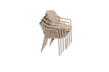 Manitoba stacking dining chair latte with 2 cushions gestapeld, 4 Seasons Outdoor, tuinmeubels.nl