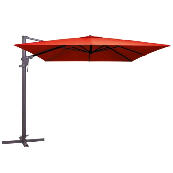 Monaco flex II 300x300 cm Brick Red met Kruisvoet en Parasolvoettegels - Parasol, Lesli Living, Tuinmeubels