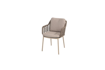 Puglia dining chair latte met 2 kussens voorkant, 4 Seasons Outdoor, tuinmeubels.nl