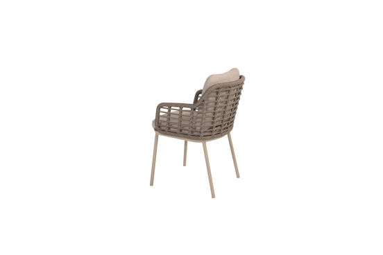 Puglia dining chair latte met 2 kussens zijkant links, 4 Seasons Outdoor, tuinmeubels.nl