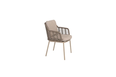 Puglia dining chair latte met 2 kussens zijkant rechts, 4 Seasons Outdoor, tuinmeubels.nl