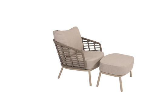 Puglia voetenbank latte incl. kussen met stoel, 4 Seasons Outdoor, tuinmeubels.nl