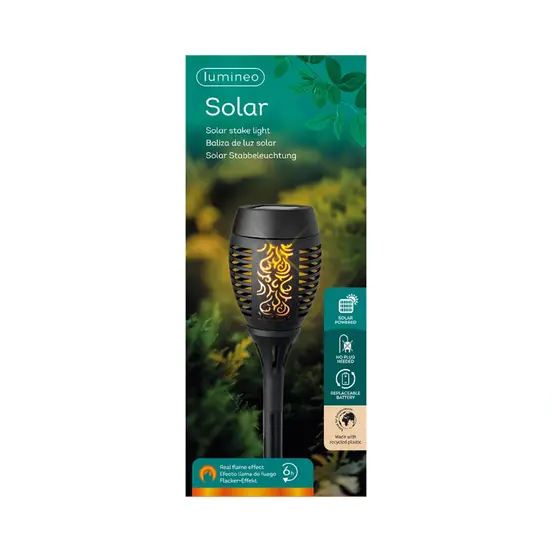 Solar Fakkel PLC Flame (Ø10, H49) Zwart - Verpakking, Lumineo, Tuinmeubels