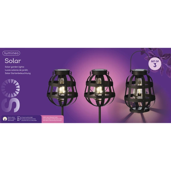 Solar Light (Ø14, H80cm) Zwart - 3 st. - Verpakking, Lumineo, Tuinmeubels