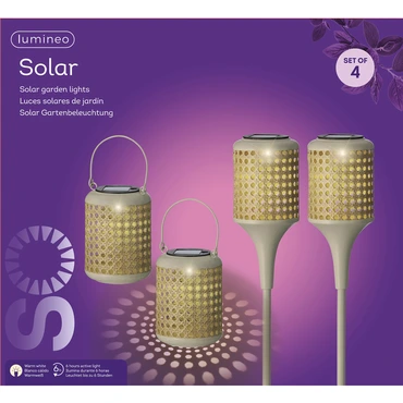 Solar lamp d10.5h80cm naturel 4st verpakking, Lumineo, tuinmeubels