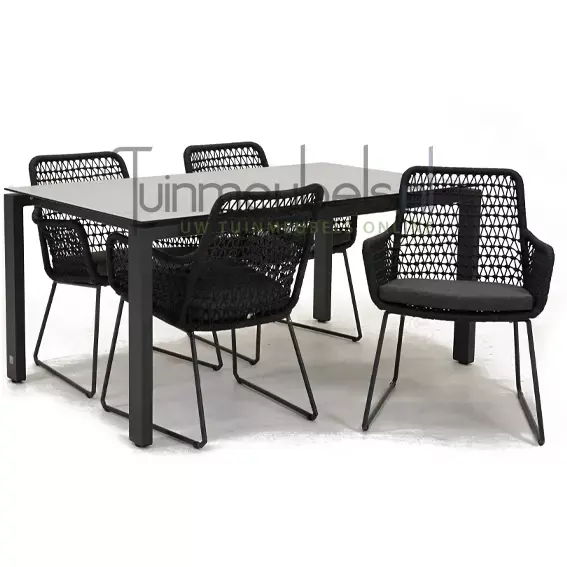 Tuinstoel Athena dining knotted met GOA HPL 160 licht grijs