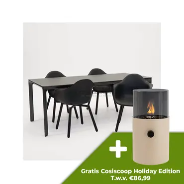 Tuinstoel Montreux zwart/zwart met Carcassonne 200 x 90 cm