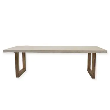 Tuintafel Veltis 250x100cm Travertin met 6x Dining Tuinstoel Bazel Bruin - Tafel schuin, Vita, Tuinmeubels