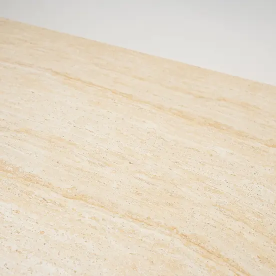 Tuintafel Veltis 250x100cm Travertin met 6x Stapelstoel Kunststof Leather Stoelen - Tafel tafelblad, Vita, Tuinmeubels